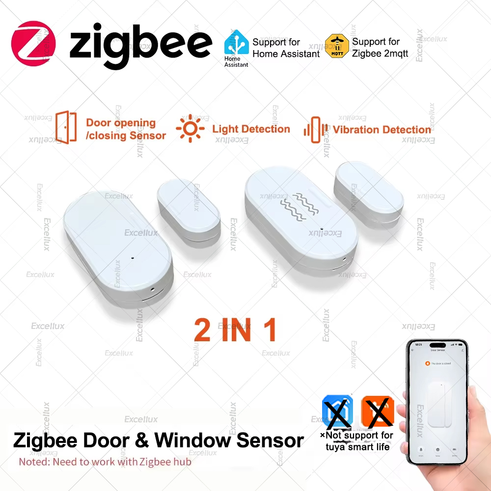 Home Security Tools - Zigbee 3.0 เซ็นเซอร์ประตูหน้าต่างความสว่าง/เซ็นเซอร์การสั่นสะเทือน Smart Home Security