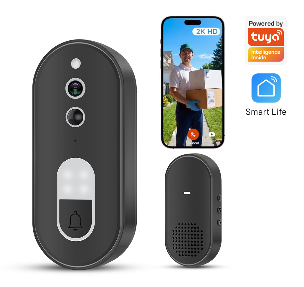 Home Security Adt - ทูย่า 1080P HD ไร้สายไวไฟวิดีโอกริ่งประตูกล้องรักษาความปลอดภัยบ้านอัจฉริยะเสียงสองทางการมองเห็นตอนกลางคืนการตรวจจับการเคลื่อนไหว IP65 กันน้ำ