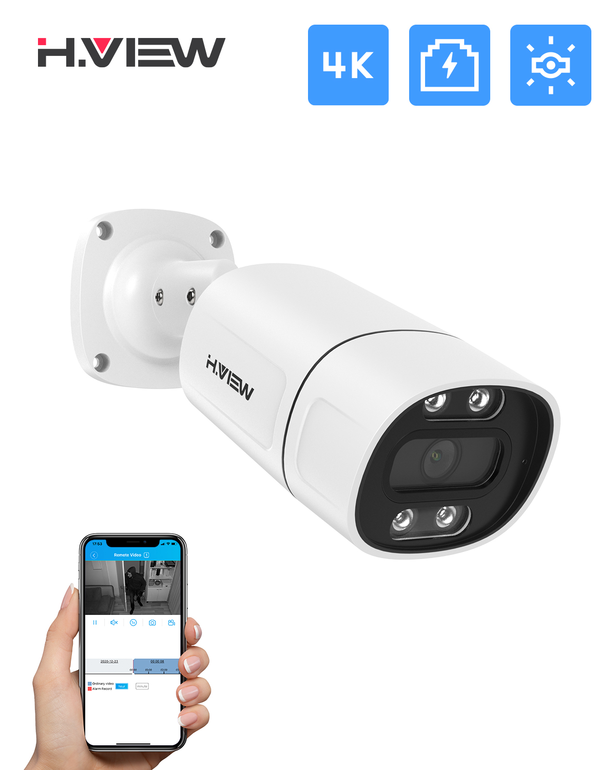 Home Security Ai - H.View 5Mp 8Mp 4K กล้อง Ip