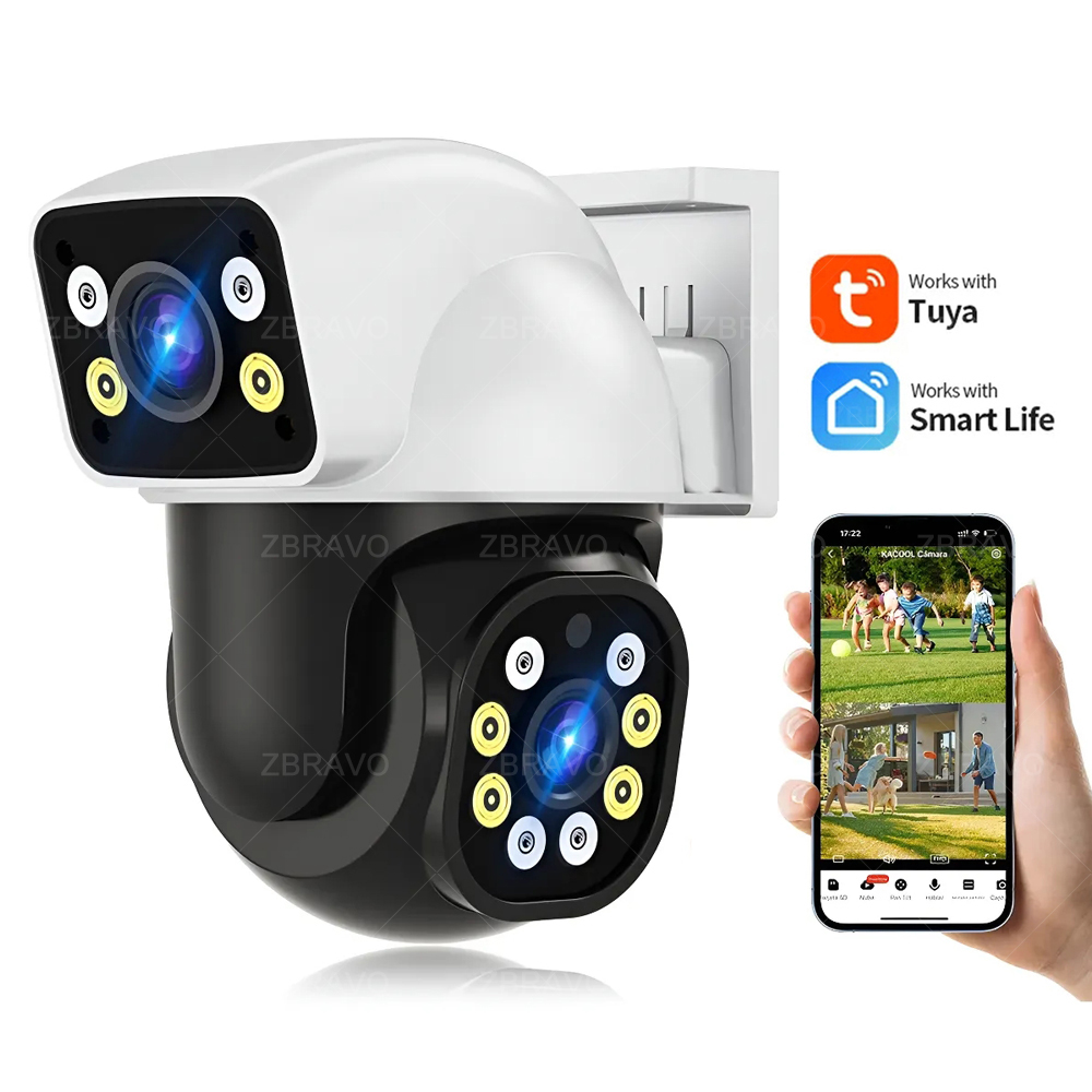 Home Security Camera - สมาร์ทไลฟ์ 8MP WiFi Tuya กล้องกลางแจ้งมินิไอพีหน้าจอคู่ 4MP