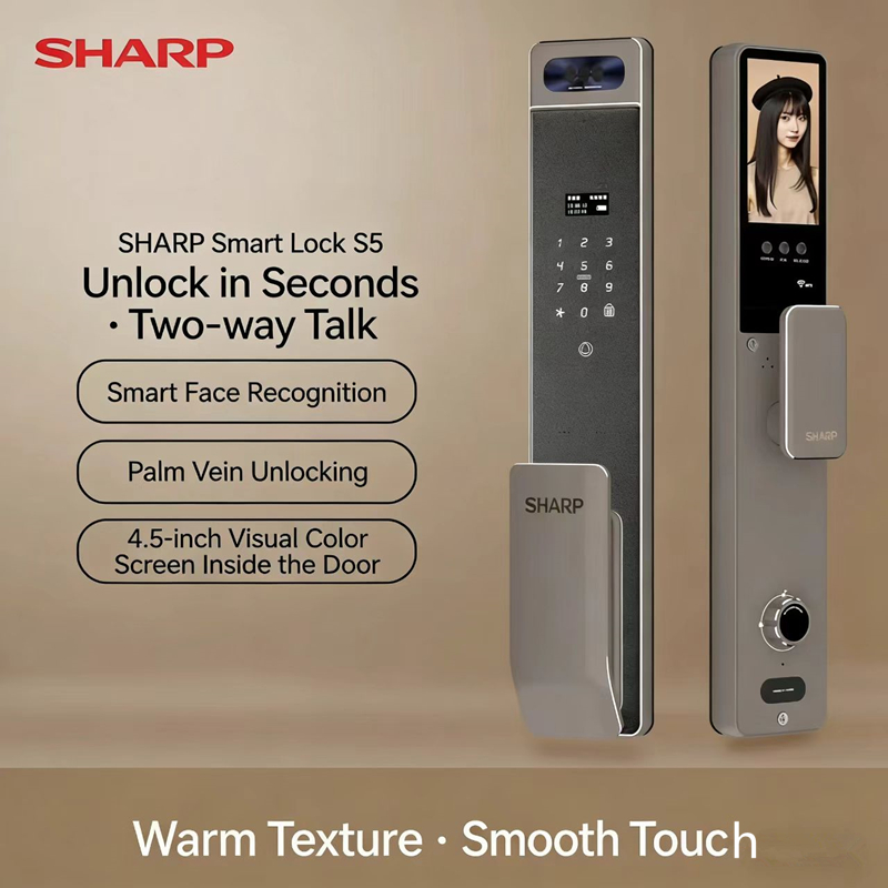 Home Security Camera - ชาร์ป S5-FV ระบบล็อคอัจฉริยะอัตโนมัติเต็มรูปแบบ ระบบจดจำใบหน้า, ระบบจดจำเส้นเลือดฝ่ามือ, ระบบสแกนลายนิ้วมือ,