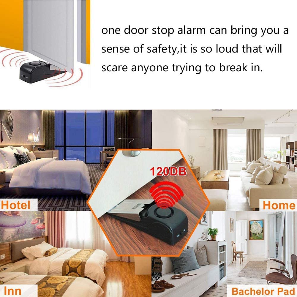 Door Wedge Alarm - ระบบกันขโมยไร้สาย 120 เดซิเบล ตัวกันประตูแบบลิ่ม ป้องกันการงัดแงะ ป้องกันการบุกรุก