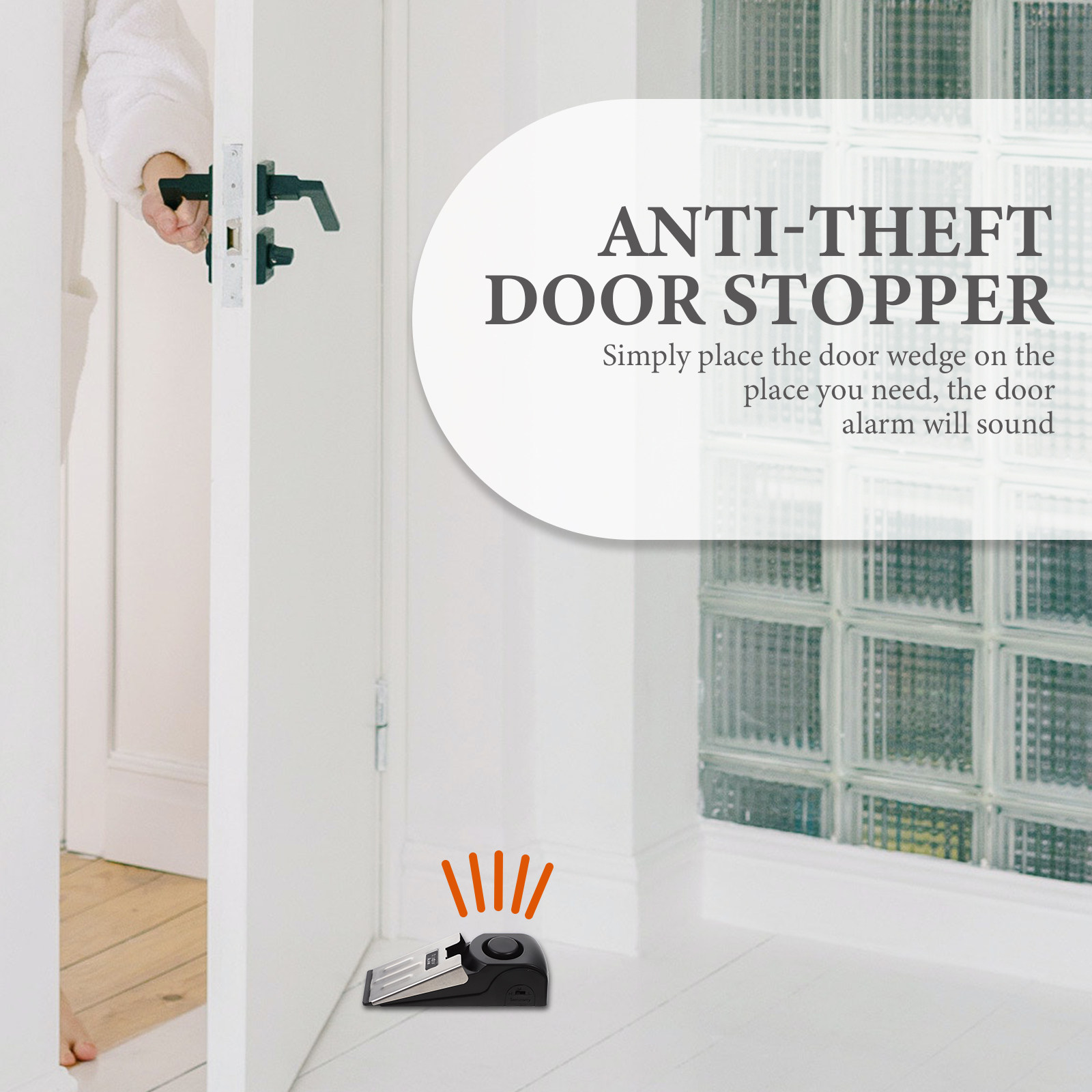 Door Wedge Alarm - ที่กั้นประตูแบบกดพร้อมสัญญาณเตือนภัย ป้องกันนิ้วมือเด็ก ป้องกันการลื่นไถล พกพาสะดวก สำหรับบ้าน สำนักงาน