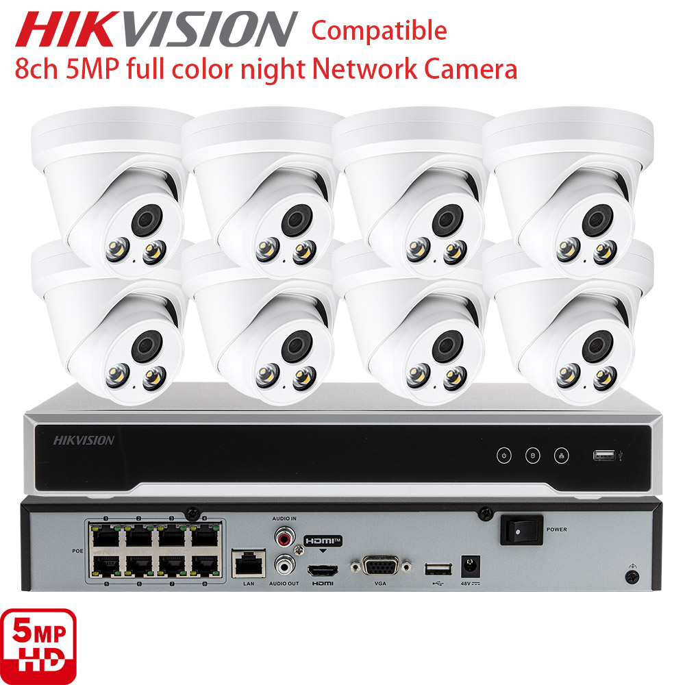 Home Security System Hikvision - 8CH 5MP กล้องวงจรปิด IP ระบบรักษาความปลอดภัยพร้อม NVR