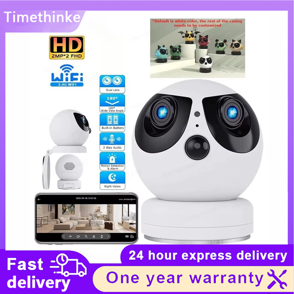 Home Security Ai - กล้องวงจรปิด IP แบบเลนส์คู่ความละเอียดสูง พร้อมแอป Knite ตรวจจับการเคลื่อนไหวด้วย