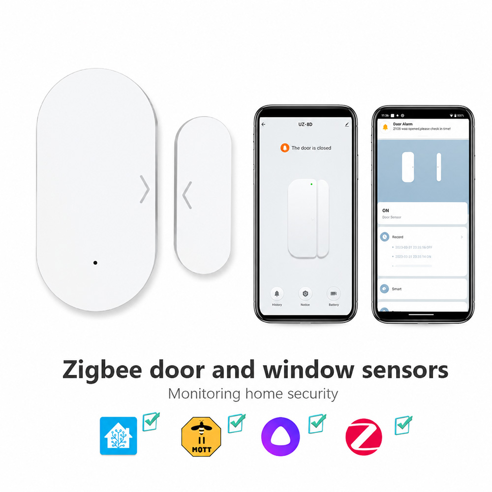 Home Security Technology - เซ็นเซอร์ประตูหน้าต่าง Zigbee 3.0 แบบแม่เหล็ก สำหรับระบบความปลอดภัยบ้านอัจฉริยะ แอป