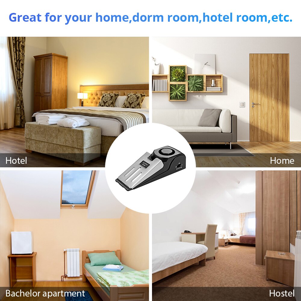 Door Wedge Alarm - ระบบเตือนภัยกันขโมยแบบไร้สาย 2 ชุด 125 เดซิเบล เสียงดัง