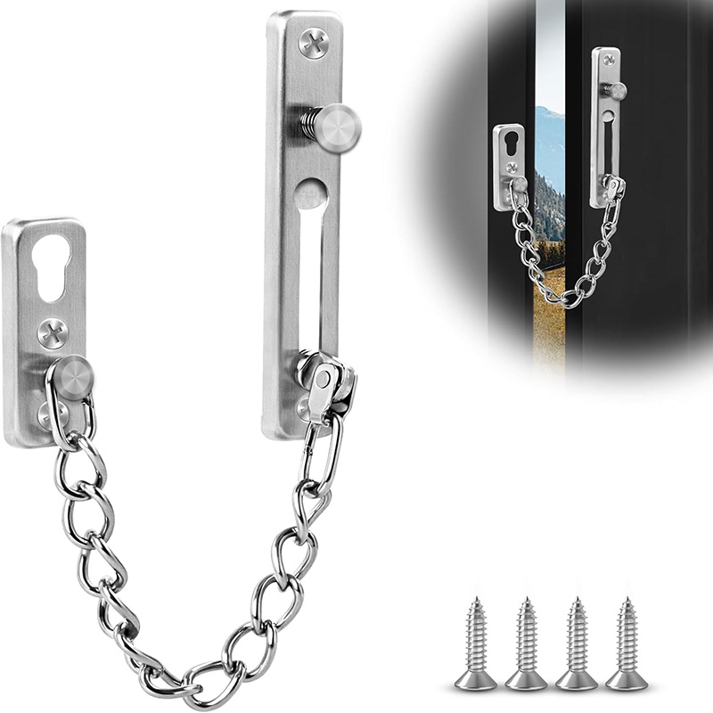 Door Chain Guard - โซ่ล็อคประตูสแตนเลสพร้อมสปริง สำหรับบ้าน โรงแรม ตัวล็อคประตู ตัวล็อคแบบโซ่ ตัวล็อคเพื่อความปลอดภัย