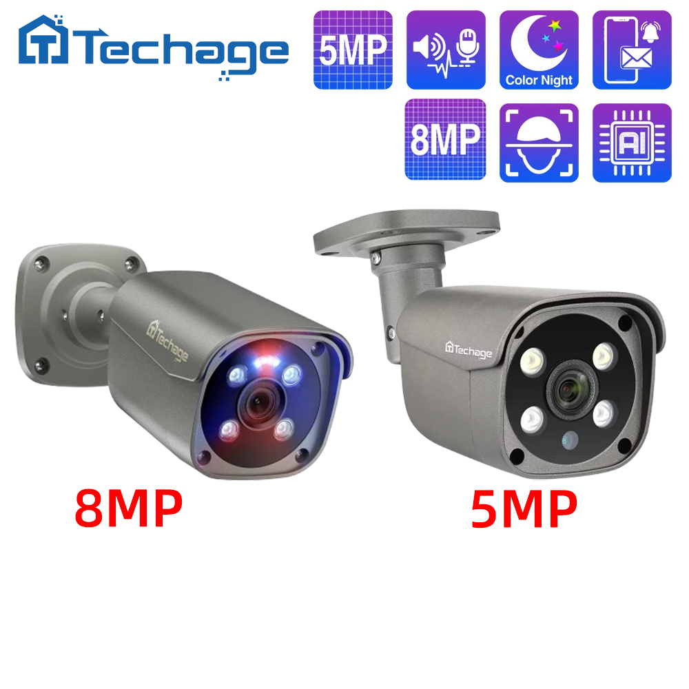 Home Security Ai - กล้องวงจรปิด Techage 8MP 5MP 4MP POE