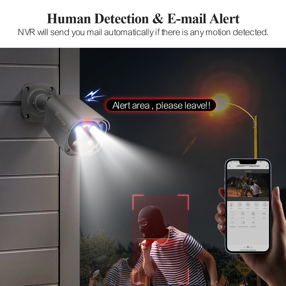 Techage H.265 8CH 5MP 8MP 4K P - Home Security Camera บทวิจารณ์และราคา