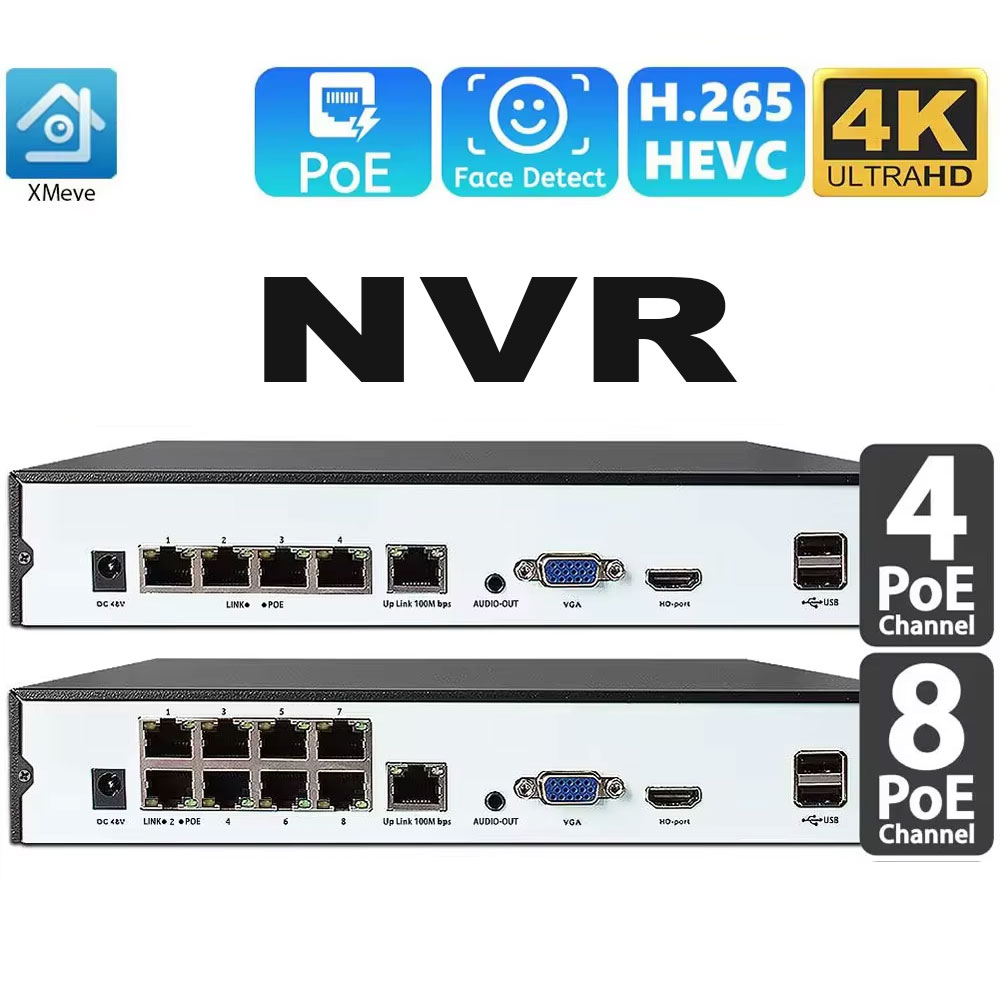 4CH 8CH 48v POE 4K NVR Onvif H - Home Security Camera บทวิจารณ์และราคา