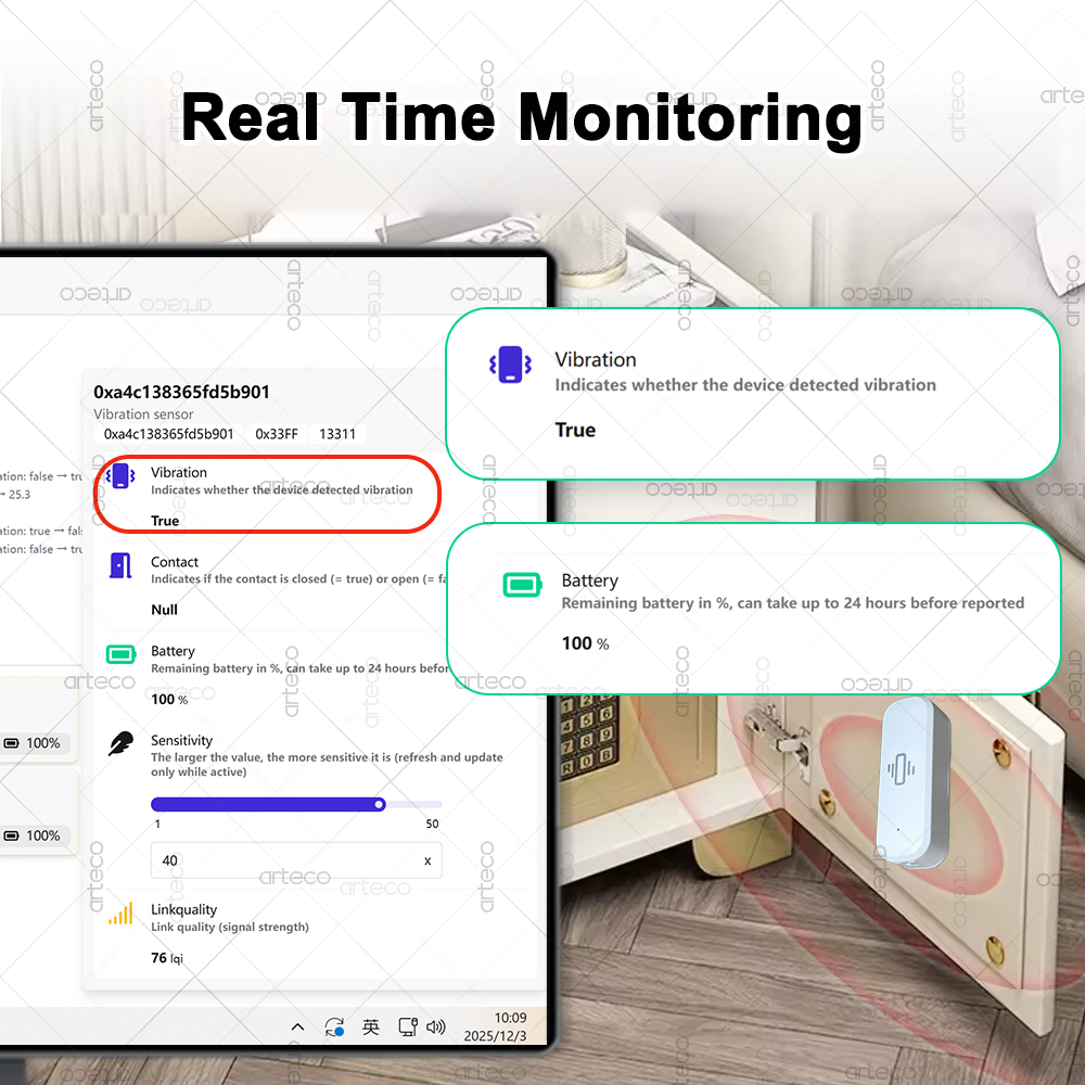 เซ็นเซอร์สั่นสะเทือนอัจฉริยะ Z - Home Security Tools บทวิจารณ์และราคา