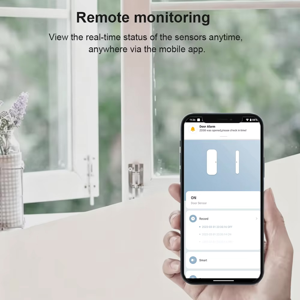 เซ็นเซอร์ประตูหน้าต่าง Zigbee  - Home Security Technology บทวิจารณ์และราคา