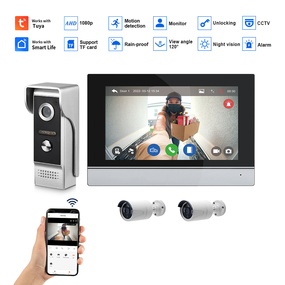 หน้าจอ IPS 7 นิ้ว กล้อง 2MP  ค - Home Security Adt บทวิจารณ์และราคา