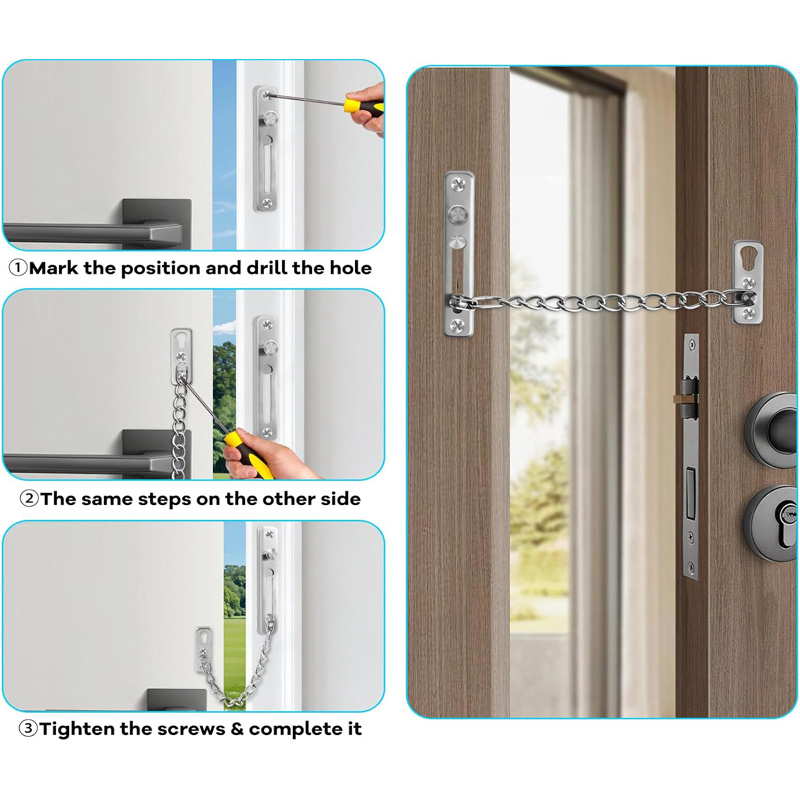โซ่ล็อคประตูสแตนเลสพร้อมสปริง  - Door Chain Guard บทวิจารณ์และราคา